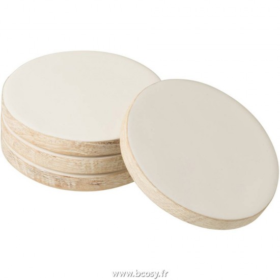 J Line Set De 4 Sous Verre Manguier Blanc White Wash L10xB10 Jline 11010 by Jolipa 11010