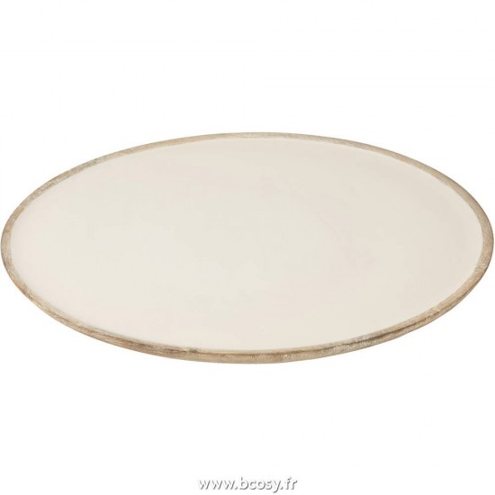 J Line Assiette Ronde Manguier Blanc White Wash Jline 11020 by Jolipa 11020