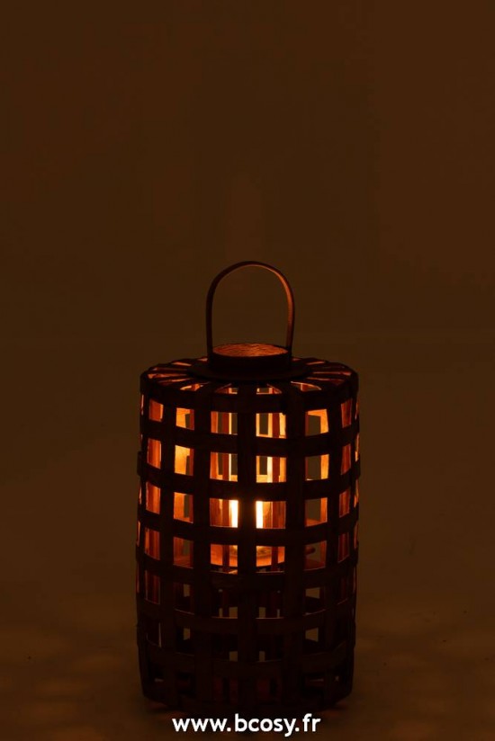 J-Line lanternes photophores Jolipa J Line Jline Lanterne Cylindrique Peuplier Marron