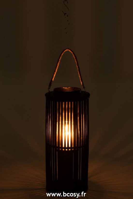 J-Line lanternes photophores Jolipa J Line Jline Lanterne Tube Bambou Noir Small
