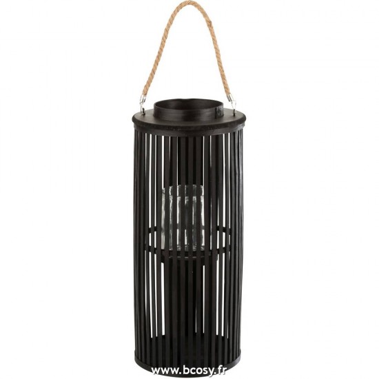 J Line Lanterne Tube Bambou Noir Small L14xB26xH60 Jline 11047 by Jolipa 11047