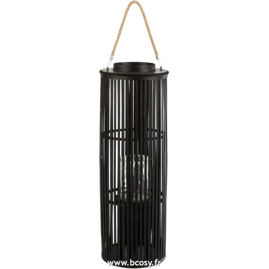 J Line Lanterne Tube Bambou Noir Large L16xB28xH80 Jline 11048 by Jolipa 11048
