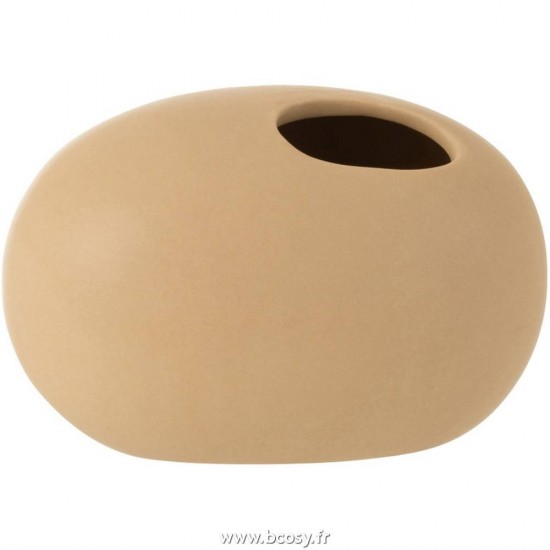 J Line Vase Ovale Ceramique Beige Small 16H Jline 1110 by Jolipa 1110