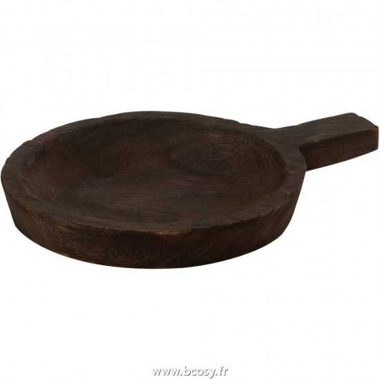 J Line Plat Rond Anse Bois De Paulownia Marron Fonce Medium L36xB27xH5 Jline 11100 by Jolipa 11100