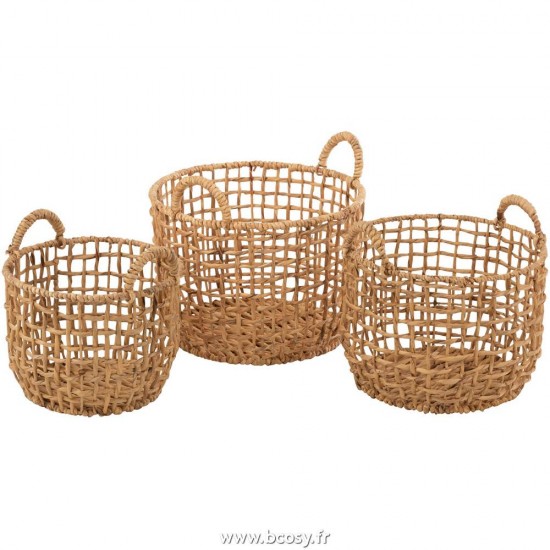 J Line Set De 3 Panier Rond Ouvert Jacynthe D'Eau Naturel L44xB44xH31 Jline 11129 by Jolipa 11129