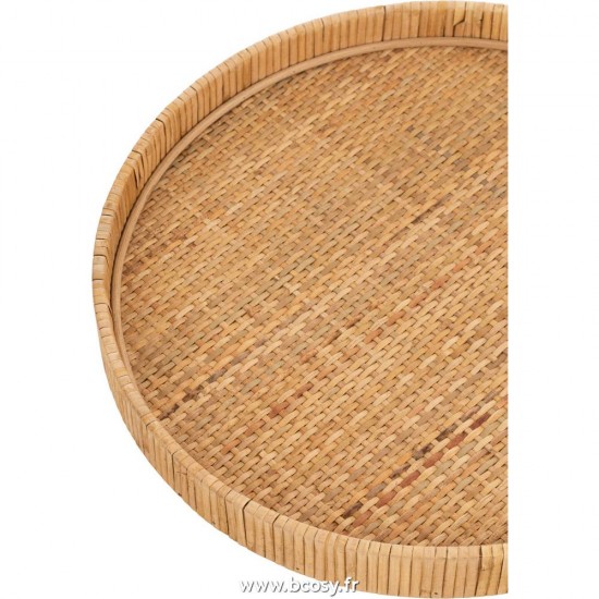 J-Line Jolipa J Line Jline Set De 2 Plateaux Rond Rotin Naturel