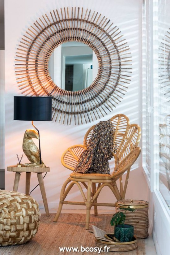 J-Line tables d appoint bouts de canapé J Line Set De 2 Table Gigogne Ronde Trepied Rotin Naturel