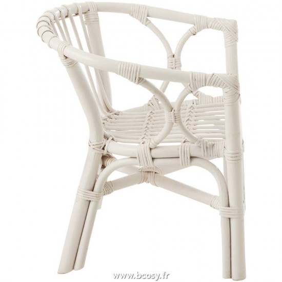 J-Line Chaises pour enfants Jolipa J Line Jline Chaise Enfant Filou Rotin Blanc