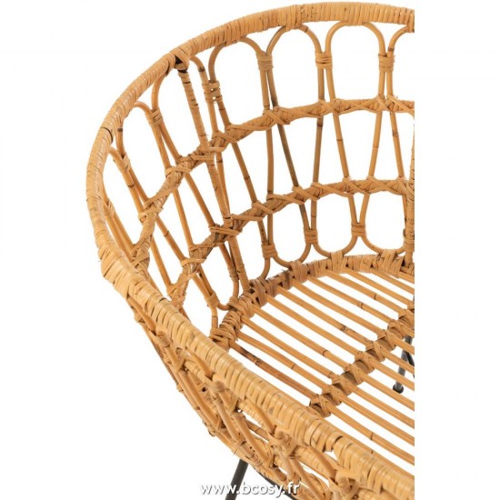 J-Line Lits bébé à barreaux J Line Berceau Matelas Rotin Metal Naturel Blanc