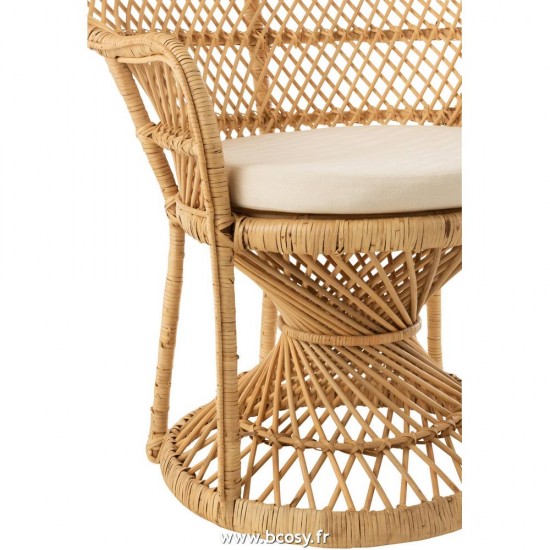 Jolipa Sedia Pavone + Cuscino Rattan Naturale