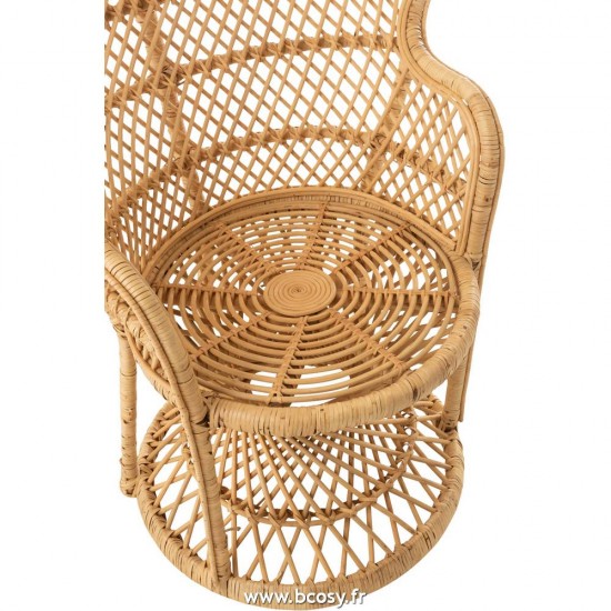 J-Line chaises lounges Jolipa J Line Jline Chaise Paon Coussin Rotin Naturel