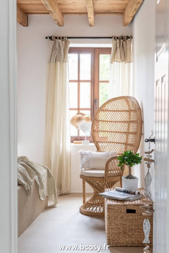 Jolipa J Line Jline Chaise Paon Coussin Rotin Naturel