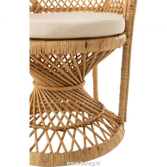 J-Line Silla Pavo Real Con Almohada Cana Natural 