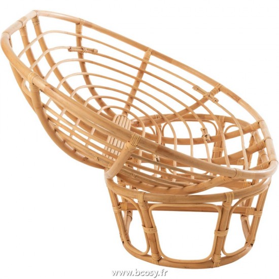 J Line Fauteuil Roni+Coussin Rotin Naturel Blanc L179xB155xH36 Jline 11265 by Jolipa 11265