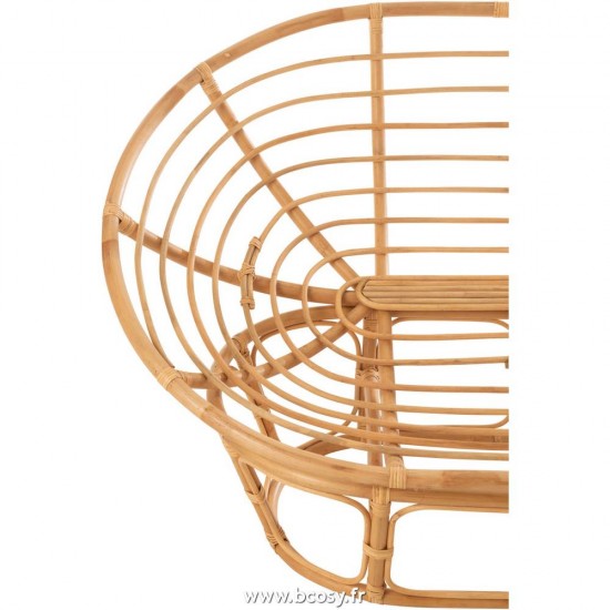 J Line Fauteuil Roni+Coussin Rotin Naturel Blanc L179xB155xH36 Jline 11265 by Jolipa 11265