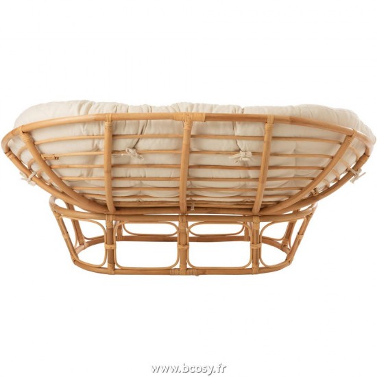 Jolipa J Line Jline Fauteuil Roni Coussin Rotin Naturel Blanc