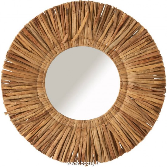 J Line Miroir Maurice Rond Jacynthe D'Eau Marron Small L103xB103xH4 Jline 11268 by Jolipa 11268