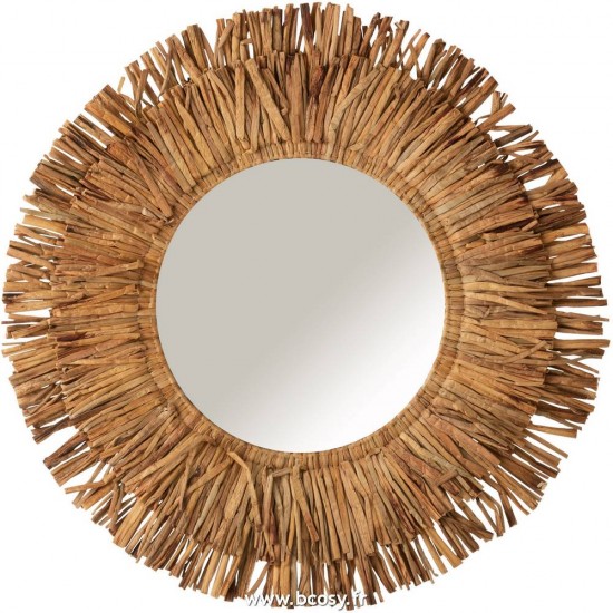 J Line Miroir Maurice Rond Jacynthe D'Eau Marron Large L120xB120xH4 Jline 11269 by Jolipa 11269