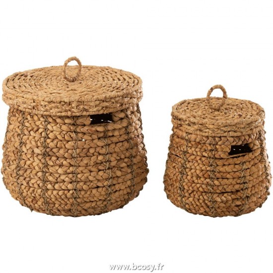 J-Line paniers de rangement Jolipa J Line Jline Set De 2 Panier Maurice Jacynthe D Eau Naturel