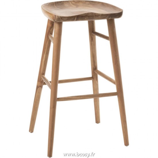 J Line Tabouret Bar Ana Bois Teak Brun L40xB40xH75 Jline 11280 by Jolipa 11280