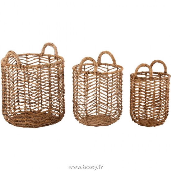 J Line Set De 3 Panier Feuilles De Bananier Naturel L45xB45xH48 Jline 11346 by Jolipa 11346