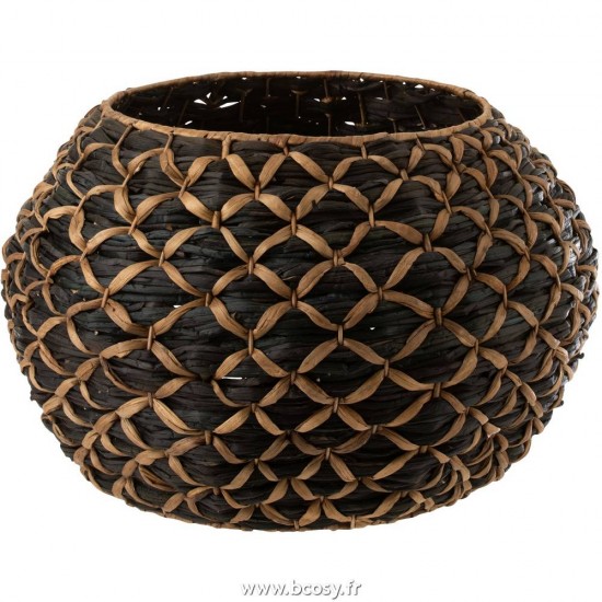 J Line Panier Roni Boule Jacynthe D'Eau Noir Marron Large L60xB60xH40 Jline 11349 by Jolipa 11349