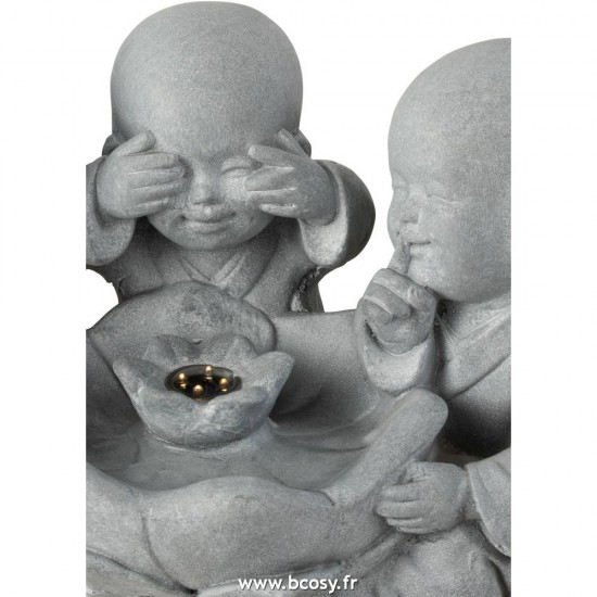 Jolipa J Line Jline Fontaine Moine Entendre Voir Se Taire Resine Gris