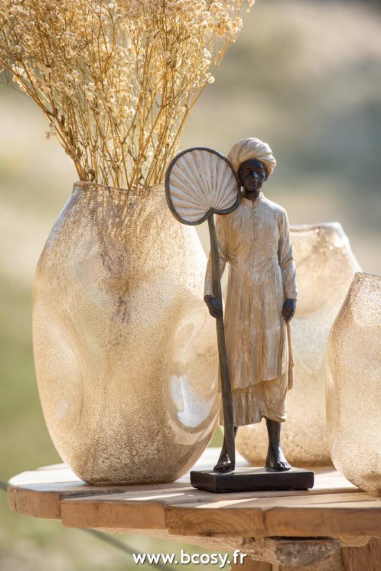 Jolipa J Line Jline Personnage Indien Debout Resine Beige Marron