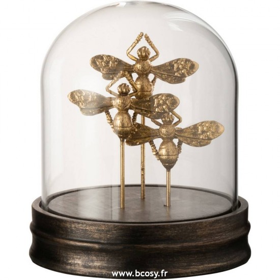 J Line Cloche Papillon Resine Verre Or L18xB18xH19 Jline 11668 by Jolipa 11668