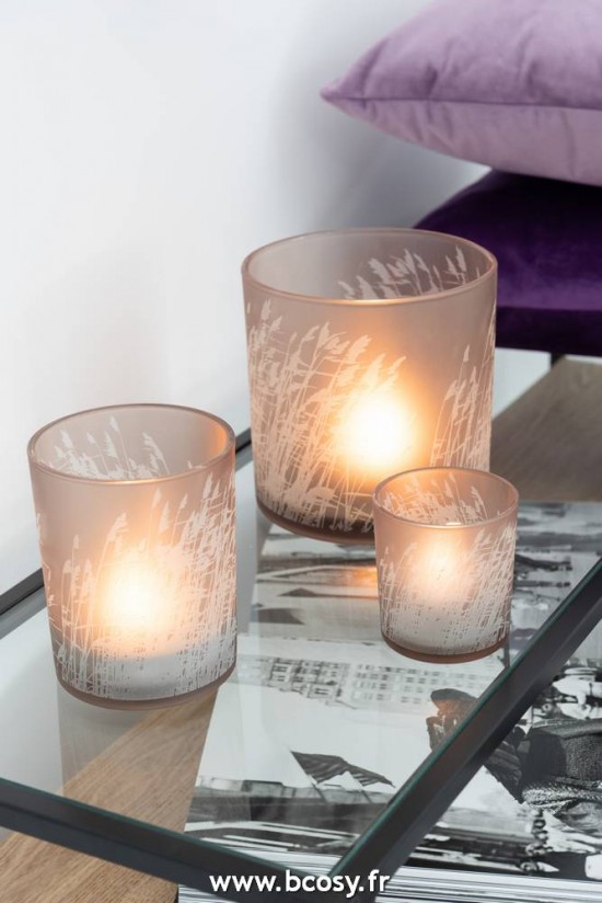 Jolipa J Line Jline Photophore Herbe Verre Beige Small