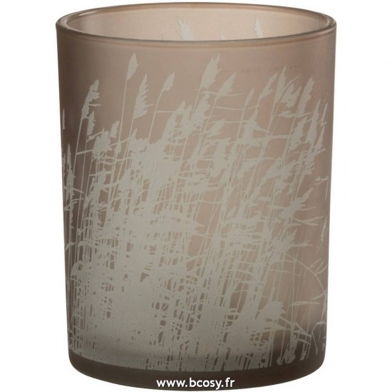 J Line Photophore Herbe Verre Beige Medium L10xB10xH13 Jline 11824 by Jolipa 11824