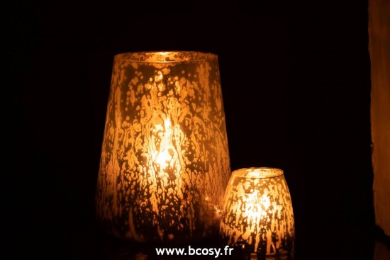 J-Line lanternes photophores J Line Photophore Milky Verre Gris Large