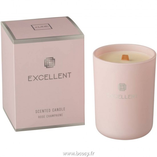 J Line Bougie Parfumee Excellent Verre Rose Small 50H L9xB9xH12 Jline 12066 by Jolipa 12066