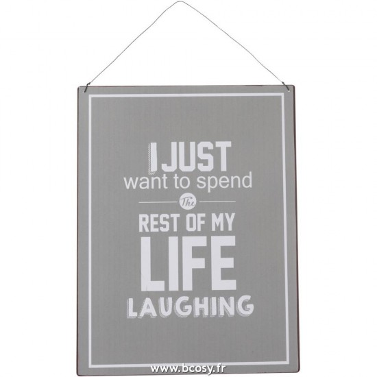 J Line Pancarte Life Vie Anglais Francais Metal Gris Blanc L27xH35 Jline 12146 by Jolipa 12146