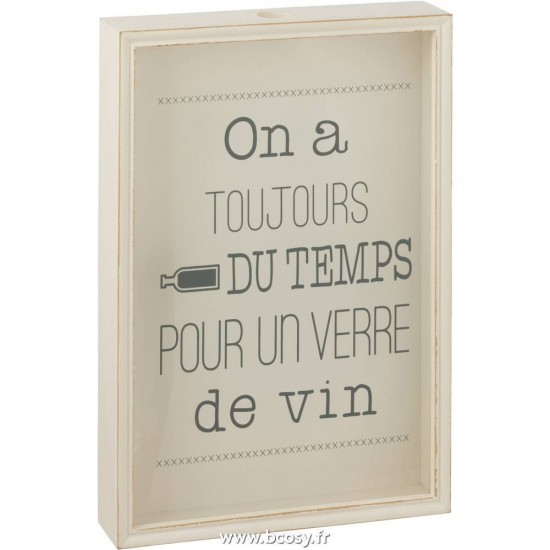 J Line Cadre Bouchon Un Verre De Vin Bois Antique Ecru L35xB8xH50 Jline 12166 by Jolipa 12166