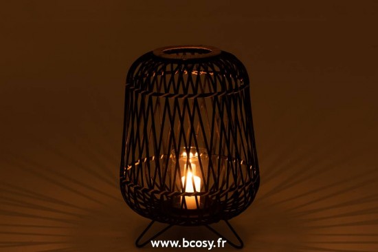 J-Line lanternes photophores Jolipa J Line Jline Lanterne Sur Pied Bambou Noir Naturel Medium