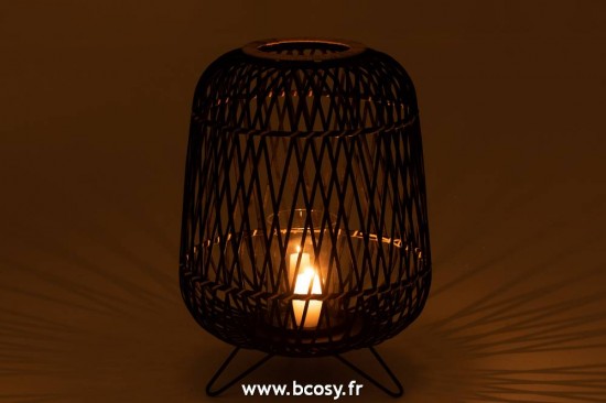J-Line lanternes photophores Jolipa J Line Jline Lanterne Sur Pied Bambou Noir Naturel Large