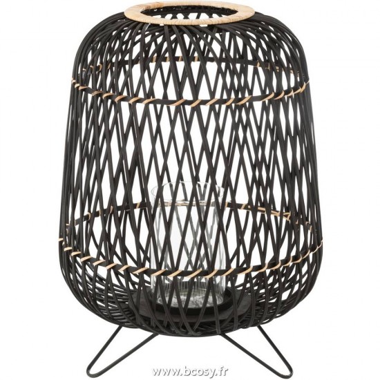 J Line Lanterne Sur Pied Bambou Noir Naturel Large L41xB41xH57 Jline 12184 by Jolipa 12184