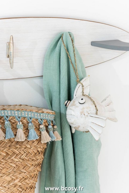 Jolipa J Line Jline Sac De Plage Floches Bleu Beige Rotin Naturel