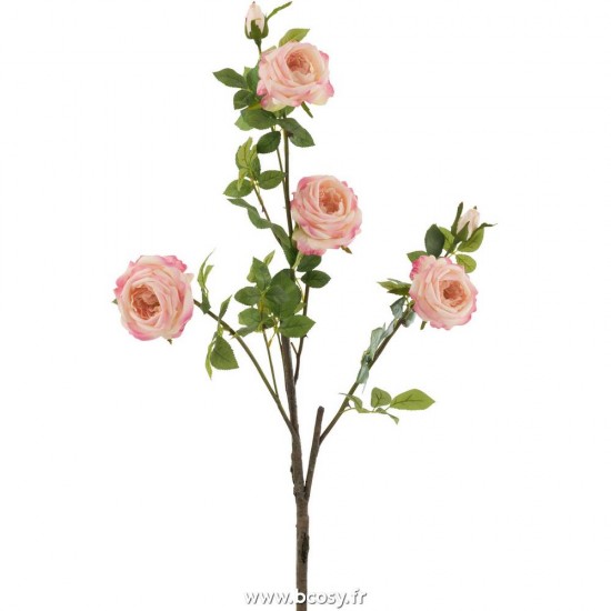 J Line Rose 4 Parties+Feuilles Plastique Rose L30xB30xH86 Jline 12497 by Jolipa 12497