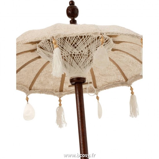 J-Line coussins de chaise J Line ombrelles abris soleil Jolipa J Line Jline Parasol Pied Floches Coquillages Beige Bois Marron Fonce Small