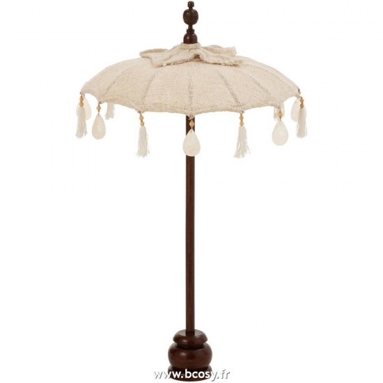 J Line Parasol+Pied Floches Coquillages Beige Bois Marron Fonce Small L46xB46xH90 Jline 12535 by Jolipa 12535