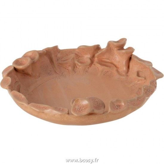 J Line Plat Ibiza Rond Ceramique Rose Orange Small L22xB22xH6 Jline 12835 by Jolipa 12835