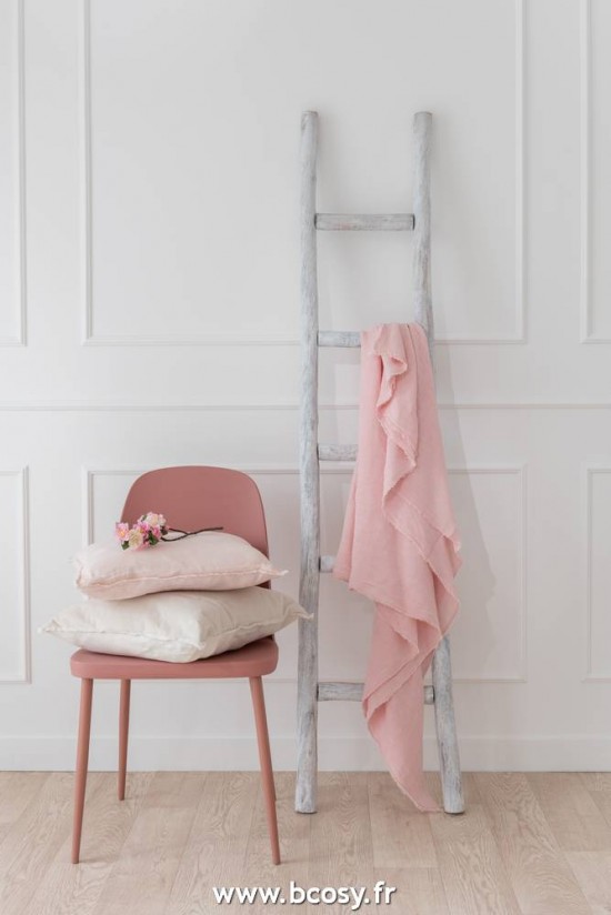 Jolipa J Line Jline Coussin Bord Court Coton Lin Blanc