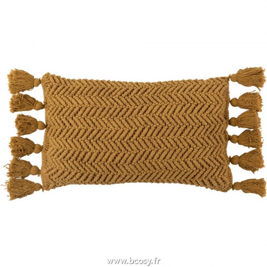 J Line Coussin Floches Coton Rectangulaire Ocre L30xB60 Jline 12895 by Jolipa 12895