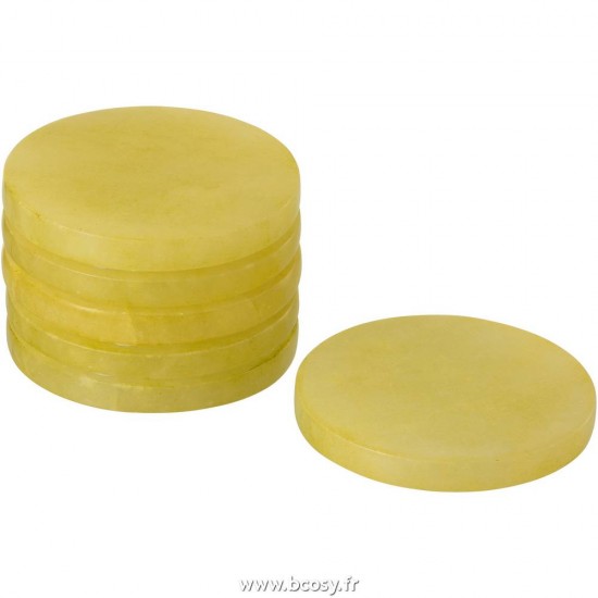J Line Sous Verre 6 Parties Alabaster Bois Jaune L10xB10 Jline 12936 by Jolipa 12936