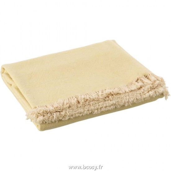 J Line Plaid Irregulier Coton Jaune Beige L130xB170 Jline 12943 by Jolipa 12943