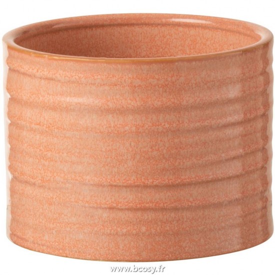 J Line Cachepot Uni Rond Ceramique Pamplemousse Large L18xB18xH13 Jline 12956 by Jolipa 12956