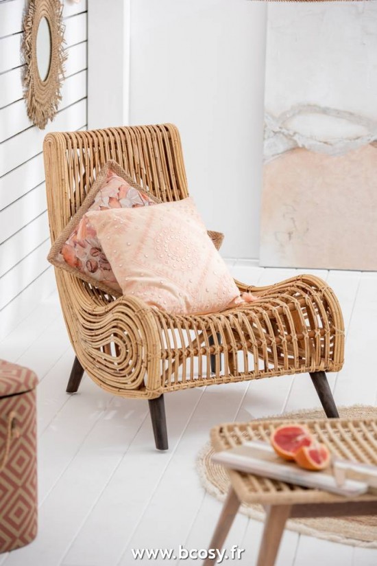 Jolipa J Line Jline Coussin Ibiza Floche Coton Pamplemousse