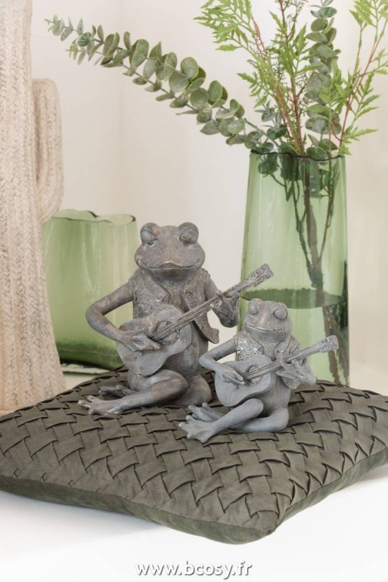 J-Line Cuscino Intrecciato Poliestere Verde